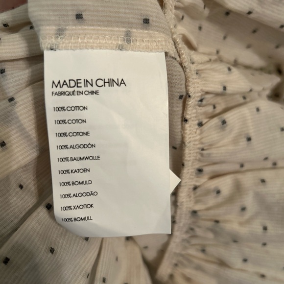 Club Monaco NWOT Peibi Boat Neck Cotton Ruffle Blouse Top XS Polka Dot - Picture 5 of 8